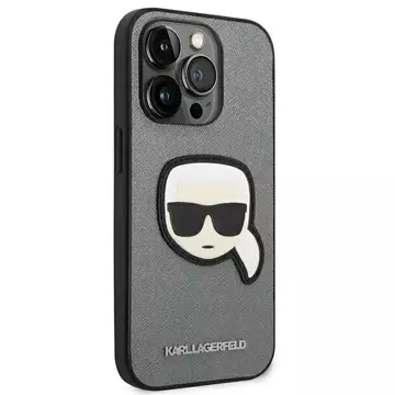 Etui Karl Lagerfeld KLHCP14XSAPKHG für iPhone 14 Pro Max 6,7' Hardcase Saffiano Karl`s Head Patch srebrny/silver