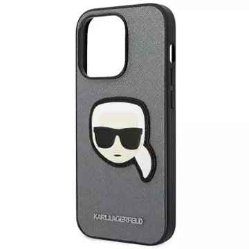 Etui Karl Lagerfeld KLHCP14XSAPKHG für iPhone 14 Pro Max 6,7' Hardcase Saffiano Karl`s Head Patch srebrny/silver