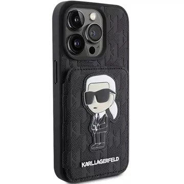 Etui Karl Lagerfeld KLHCP15LSAKKNSCK für iPhone 15 Pro 6,1" czarny/schwarz Hardcase Saffiano Cardslots und Stand Monogram Ikonik Patch