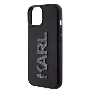 Etui Karl Lagerfeld KLHCP15S3DMBKCK für iPhone 15 6,1" Zarny/Schwarz Hardcase 3D Rubber Glitter Logo