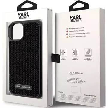 Etui Karl Lagerfeld KLHCP15SHDSPLK für iPhone 15 6,1" czarny/schwarz Hardcase Strass Logo Metallplatte