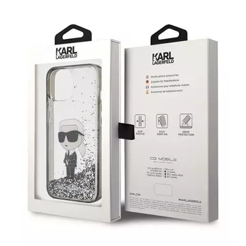 Etui Karl Lagerfeld KLHCP15SLKKNSK für iPhone 15 6,1" transparentes Hardcase Liquid Glitter Ikonik