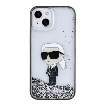 Etui Karl Lagerfeld KLHCP15SLKKNSK für iPhone 15 6,1" transparentes Hardcase Liquid Glitter Ikonik