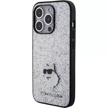 Etui Karl Lagerfeld KLHCP15XGCNPSG für iPhone 15 Pro Max 6,7" Silber/Silber Hardcase Fester glitzernder Choupette-Logo-Metallstift