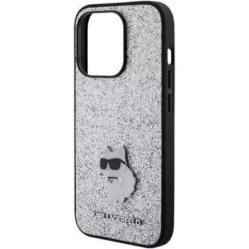 Etui Karl Lagerfeld KLHCP15XGCNPSG für iPhone 15 Pro Max 6,7" Silber/Silber Hardcase Fester glitzernder Choupette-Logo-Metallstift