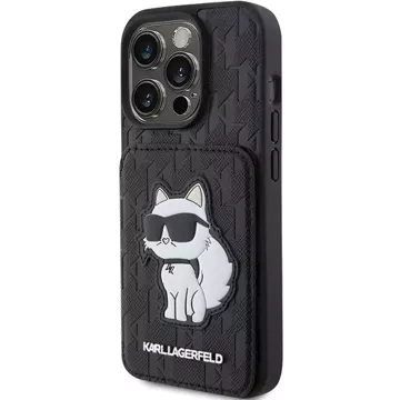 Etui Karl Lagerfeld KLHCP15XSAKCNSCK für iPhone 15 Pro Max 6,7" czarny/schwarz Hardcase Saffiano Cardslots und Ständer Monogram Choupette