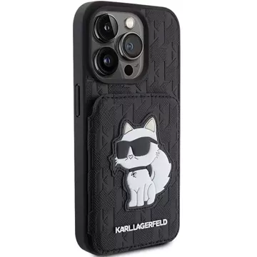 Etui Karl Lagerfeld KLHCP15XSAKCNSCK für iPhone 15 Pro Max 6,7" czarny/schwarz Hardcase Saffiano Cardslots und Ständer Monogram Choupette