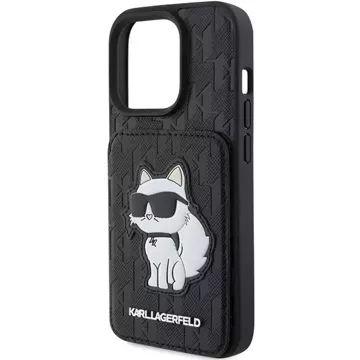 Etui Karl Lagerfeld KLHCP15XSAKCNSCK für iPhone 15 Pro Max 6,7" czarny/schwarz Hardcase Saffiano Cardslots und Ständer Monogram Choupette