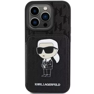 Etui Karl Lagerfeld KLHCP15XSAKKNSCK für iPhone 15 Pro Max 6,7" Czarny/Black Hardcase Saffiano Cardslots und Stand Monogram Ikonik Patch