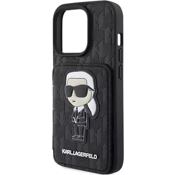 Etui Karl Lagerfeld KLHCP15XSAKKNSCK für iPhone 15 Pro Max 6,7" Czarny/Black Hardcase Saffiano Cardslots und Stand Monogram Ikonik Patch