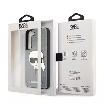 Etui Karl Lagerfeld KLHCS22MSAKHSL S906 für Samsung Galaxy S22 Plus Hardcase Saffiano Ikonik Karl`s Head