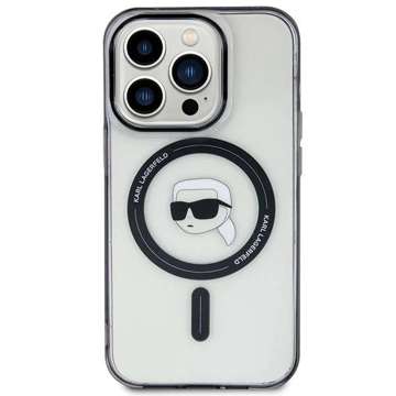 Etui Karl Lagerfeld KLHMP15LHKHNOTK für iPhone 15 Pro 6,1" transparentes Hardcase IML Karl`s Head MagSafe