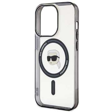 Etui Karl Lagerfeld KLHMP15LHKHNOTK für iPhone 15 Pro 6,1" transparentes Hardcase IML Karl`s Head MagSafe