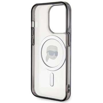 Etui Karl Lagerfeld KLHMP15LHKHNOTK für iPhone 15 Pro 6,1" transparentes Hardcase IML Karl`s Head MagSafe