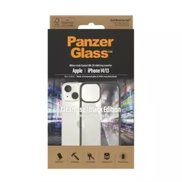 Etui PanzerGlass ClearCase für iPhone 14/13 6.1" Antibacterial czarny/black 0405