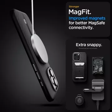 Etui Spigen Enzo Aramid Mag Magsafe für iPhone 16 Pro Schwarz/Silber