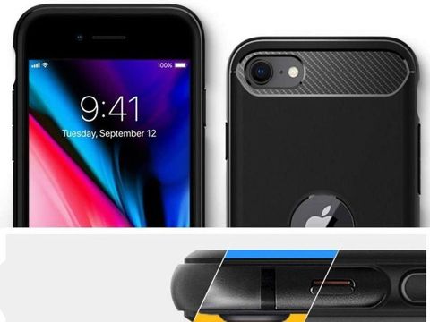 Etui Spigen Rugged Armor für Apple iPhone SE 2022 / 2020 Mattschwarz