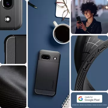 Etui Spigen Rugged Armor für Google Pixel 8A Mattschwarz