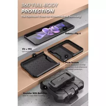 Etui Supcase Unicorn Beetle Pro für Samsung Galaxy Z Flip 4 Schwarz