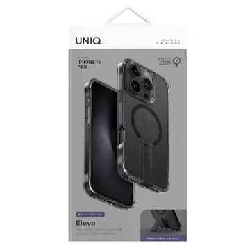 Etui UNIQ Eleva mit vertikalem Stand für iPhone 16 Pro 6,3" Schwarz/Carbonschwarz