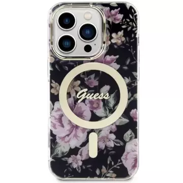 Etui für Telefon Guess GUHMP14LHCFWSK für Apple iPhone 14 Pro 6.1" Czarny/Black Hardcase Flower MagSafe