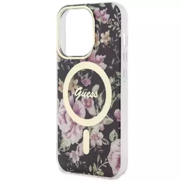 Etui für Telefon Guess GUHMP14LHCFWSK für Apple iPhone 14 Pro 6.1" Czarny/Black Hardcase Flower MagSafe