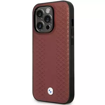 Etui für das Telefon BMW BMHCP14L22RFGR für das Apple iPhone 14 Pro 6,1" burgundy/burgundy Leather Diamond Pattern