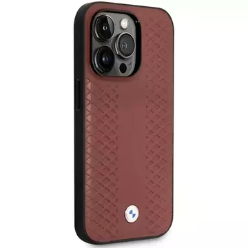 Etui für das Telefon BMW BMHCP14L22RFGR für das Apple iPhone 14 Pro 6,1" burgundy/burgundy Leather Diamond Pattern