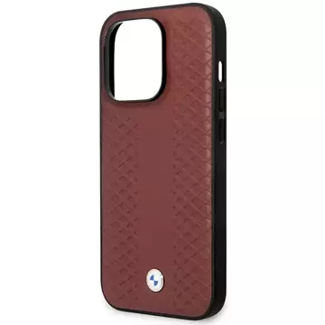 Etui für das Telefon BMW BMHCP14L22RFGR für das Apple iPhone 14 Pro 6,1" burgundy/burgundy Leather Diamond Pattern