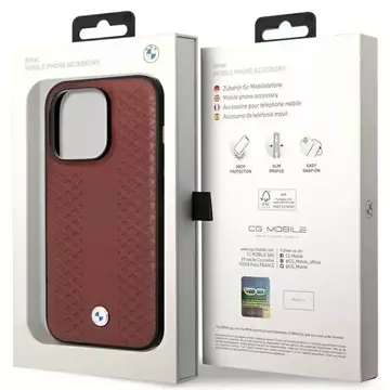 Etui für das Telefon BMW BMHCP14L22RFGR für das Apple iPhone 14 Pro 6,1" burgundy/burgundy Leather Diamond Pattern