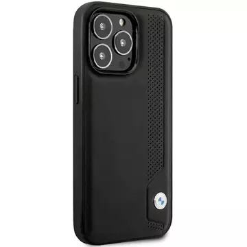 Etui für das Telefon BMW BMHCP14X22RBDK für das Apple iPhone 14 Pro Max 6,7" Czarny/Black Hardcase Leather Blue Dots