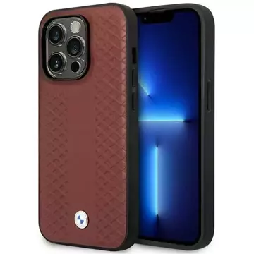 Etui für das Telefon BMW BMHMP14L22RFGR für das Apple iPhone 14 Pro 6,1" burgundy/burgundy Leather Diamond Pattern MagSafe