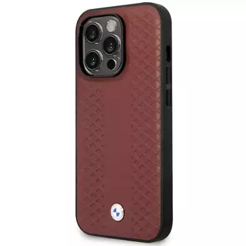 Etui für das Telefon BMW BMHMP14L22RFGR für das Apple iPhone 14 Pro 6,1" burgundy/burgundy Leather Diamond Pattern MagSafe