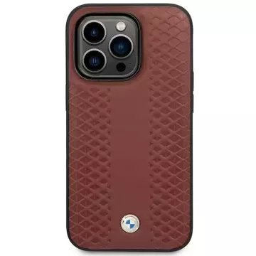 Etui für das Telefon BMW BMHMP14L22RFGR für das Apple iPhone 14 Pro 6,1" burgundy/burgundy Leather Diamond Pattern MagSafe