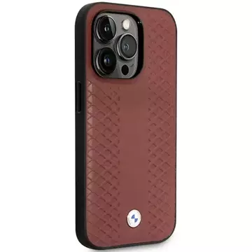 Etui für das Telefon BMW BMHMP14L22RFGR für das Apple iPhone 14 Pro 6,1" burgundy/burgundy Leather Diamond Pattern MagSafe