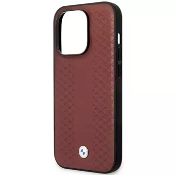 Etui für das Telefon BMW BMHMP14L22RFGR für das Apple iPhone 14 Pro 6,1" burgundy/burgundy Leather Diamond Pattern MagSafe