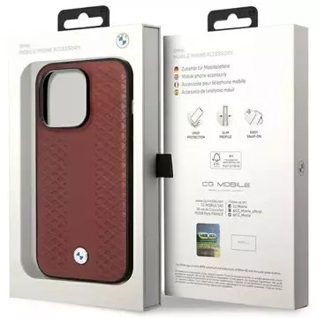 Etui für das Telefon BMW BMHMP14L22RFGR für das Apple iPhone 14 Pro 6,1" burgundy/burgundy Leather Diamond Pattern MagSafe