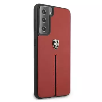 Etui für das Telefon Ferrari Hardcase für das Samsung Galaxy S21 czerwony/red hardcase Off Track Leather Nylon Stripe