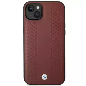 Etui na telefon BMW BMHCP14S22RFGR für Apple iPhone 14 6,1" burgundy/burgundy Leather Diamond Pattern