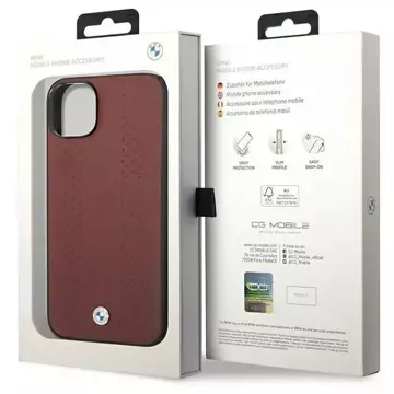 Etui na telefon BMW BMHCP14S22RFGR für Apple iPhone 14 6,1" burgundy/burgundy Leather Diamond Pattern