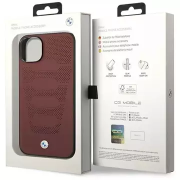 Etui na telefon BMW BMHCP14S22RPSR für Apple iPhone 14 6,1" burgundy/burgundy Leather Seats Pattern