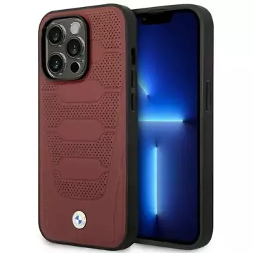 Etui na telefon BMW BMHMP14L22RPSR für Apple iPhone 14 Pro 6,1" burgundy/burgundy Leather Seats Pattern MagSafe