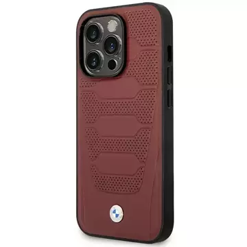 Etui na telefon BMW BMHMP14L22RPSR für Apple iPhone 14 Pro 6,1" burgundy/burgundy Leather Seats Pattern MagSafe