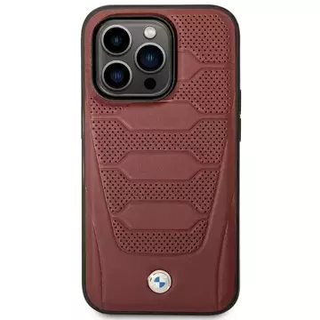 Etui na telefon BMW BMHMP14L22RPSR für Apple iPhone 14 Pro 6,1" burgundy/burgundy Leather Seats Pattern MagSafe