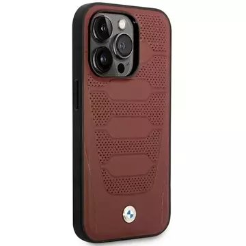 Etui na telefon BMW BMHMP14L22RPSR für Apple iPhone 14 Pro 6,1" burgundy/burgundy Leather Seats Pattern MagSafe