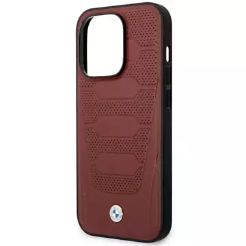 Etui na telefon BMW BMHMP14L22RPSR für Apple iPhone 14 Pro 6,1" burgundy/burgundy Leather Seats Pattern MagSafe