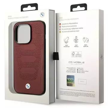 Etui na telefon BMW BMHMP14L22RPSR für Apple iPhone 14 Pro 6,1" burgundy/burgundy Leather Seats Pattern MagSafe