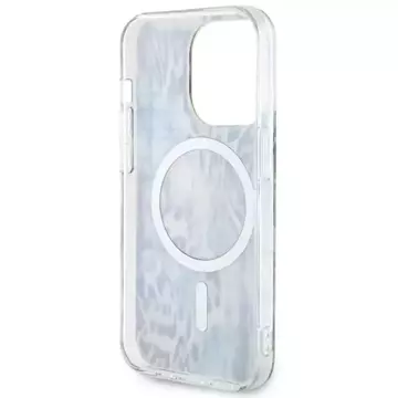 Etui na telefon Guess GUHMP14LHLEOPWB für Apple iPhone 14 Pro 6.1" niebieski/blue hardcase Leopard MagSafe