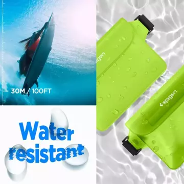 Etui wodoodporne Spigen A620 Universelle wasserdichte Gürteltasche 2er-Pack Kaktusgrün