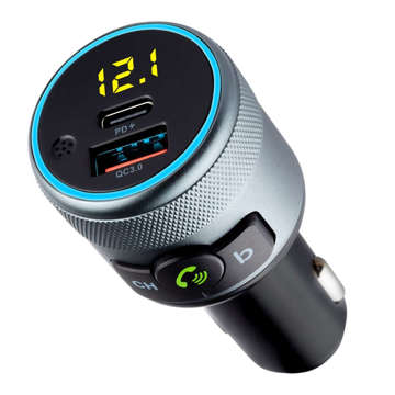 FM Bluetooth 5.1 Auto-Sender USB-Ladegerät QC3.0 USB-C Typ C Schwarz